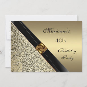 Invitation Élégante 40e Anniversaire Métal Bronze