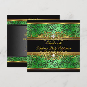 Invitation Élégante 50e fête d'anniversaire Green Lime Gold D