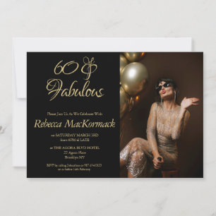 Invitation élégante 60 ans et fabuleuse Photo Noir