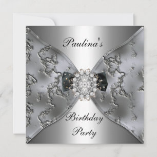 Invitation Élégante Anniversaire Bijou d'argent Di
