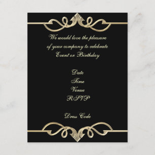 Invitation Élégante Anniversaire Noir avec Bordure