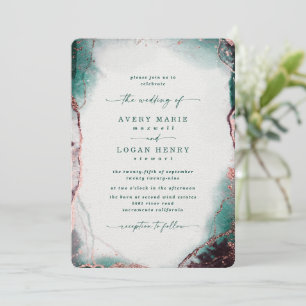 Invitation Elégante aquarelle Abstraite Emerald Green Mariage