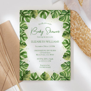 Invitation Elégante aquarelle Baby shower de palme tropicale