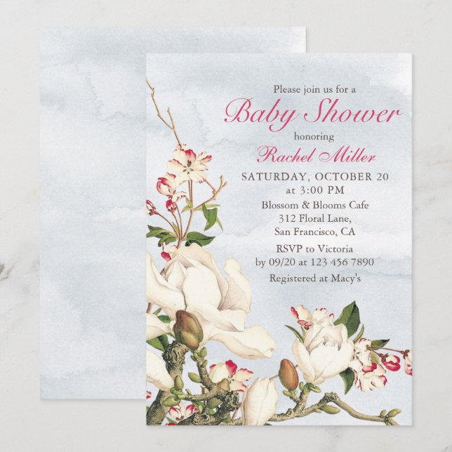 Invitation Elégante aquarelle Baby shower forestier (Devant / Derrière)