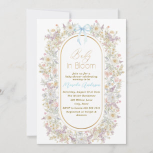 Invitation Elégante aquarelle bébé dans le sang Fleurs roses 
