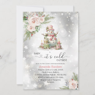 Invitation Elégante aquarelle bébé il fait froid dehors Bébé