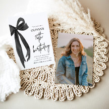 Elégante aquarelle Black Bow 16e fête d'anniversai