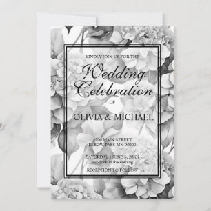 Invitation Elégante aquarelle blanche grise noire