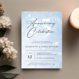 Invitation Elégante aquarelle bleu classique 25e anniversaire