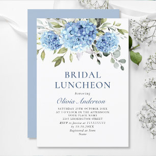 Invitation Elégante aquarelle bleu Hydrangea BRIDAL LUNCHEON