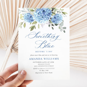 Invitation Elégante aquarelle bleu Hydrangea FÊTE DES MARIÉES