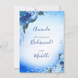 Invitation Elégante aquarelle bleu royal Floral