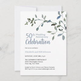 Invitation Elégante aquarelle bleue 25e anniversaire de Maria