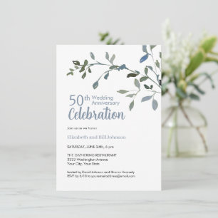 Invitation Elégante aquarelle bleue 25e anniversaire de Maria