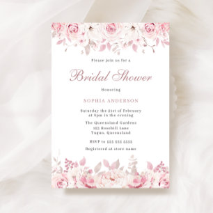 Invitation Elégante aquarelle Blush Floral Rose Fête des mari
