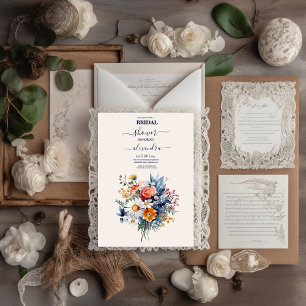 Invitation Elégante aquarelle Boho Floral Bridal