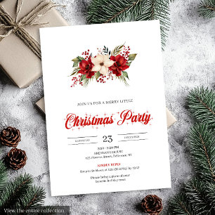 Invitation Élégante aquarelle botanique de Noël