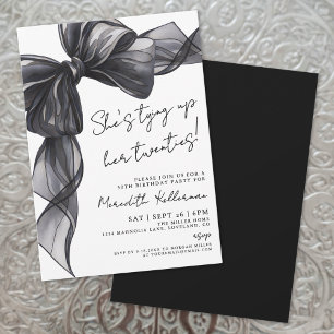 Invitation Elégante aquarelle Bow noir Anniversaire