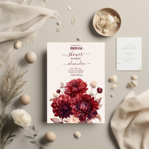 Invitation Élégante aquarelle Burgundy Dahlia