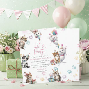 Invitation élégante aquarelle chaton chat 2ème ann