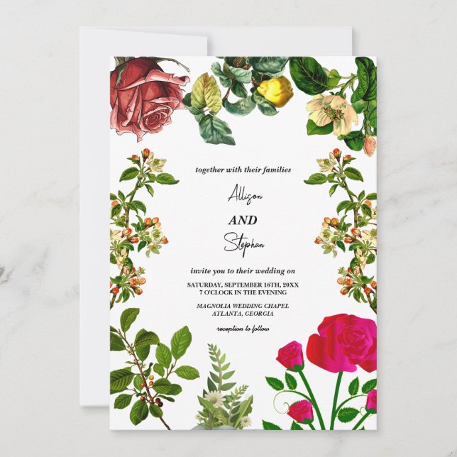 Invitation Elégante aquarelle d'automne Mariage Floral (Devant)