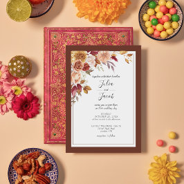 Invitation Elégante aquarelle d'automne Mariage Floral