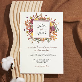 Invitation Elégante aquarelle d'automne Mariage Floral
