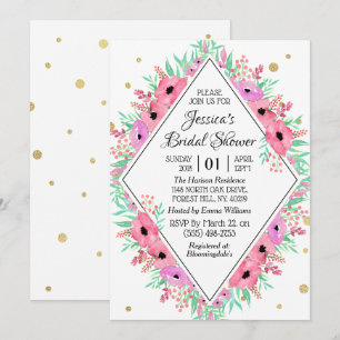 Invitation Elégante aquarelle de printemps Fête des mariées f