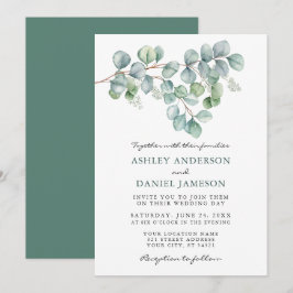Invitation Elégante aquarelle Eucalyptus Mariage vert