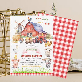 Invitation Élégante aquarelle ferme bébé 1er anniversaire