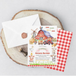 Invitation Elégante aquarelle ferme bébé 2ème anniversaire