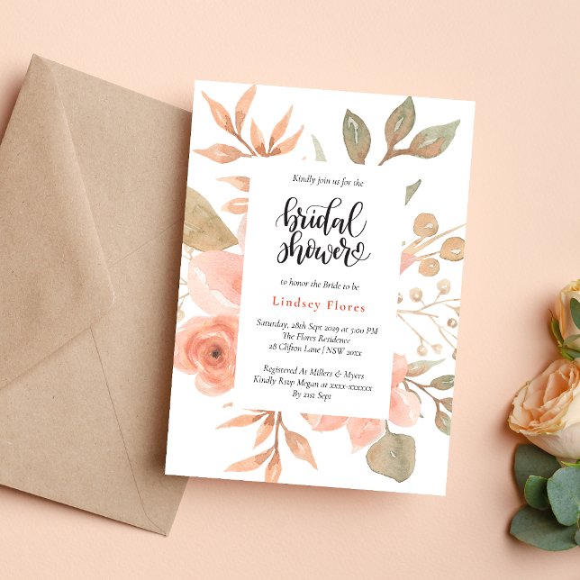 Invitation Elégante aquarelle Fête des mariées de verdure fle (Créateur téléchargé)