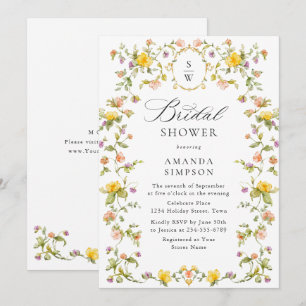 Invitation Elégante aquarelle Fête des mariées Fleurs sauvage