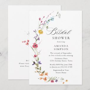 Invitation Elégante aquarelle Fête des mariées Fleurs sauvage