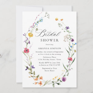 Invitation Elégante aquarelle Fête des mariées Fleurs sauvage