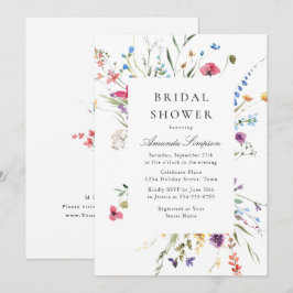 Invitation Elégante aquarelle Fête des mariées Fleurs sauvage