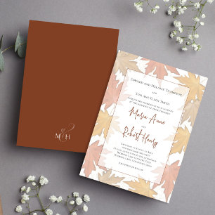 Invitation Elégante aquarelle - Feuilles de chute Mariage