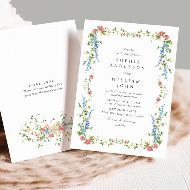 Invitation Elégante aquarelle Fleurs sauvages Mariage floral (Créateur téléchargé)
