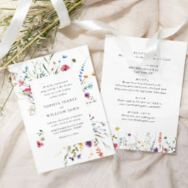 Invitation Elégante aquarelle Fleurs sauvages Mariage tout en
