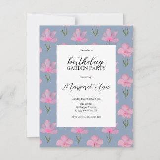 Invitation Elégante aquarelle Floral Anniversaire Jardin Fête