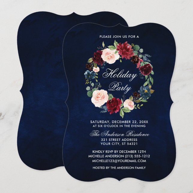 Invitation Elégante aquarelle Floral Fête de jour bracket (Devant / Derrière)