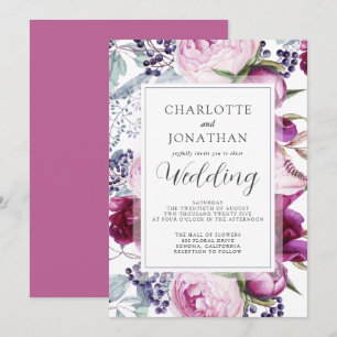Invitation Elégante aquarelle Floral Mariage Botanique Invita