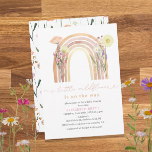 Invitation Elégante aquarelle Floral Rainbow Baby shower Invi