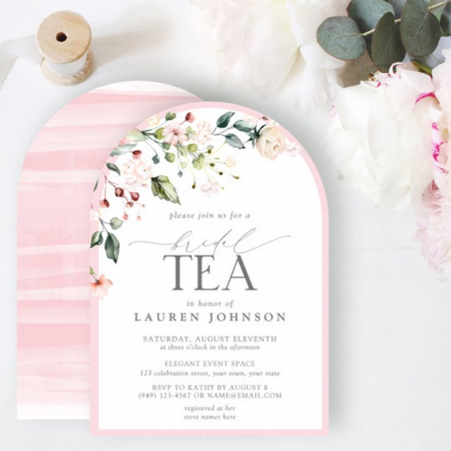 Invitation Elégante aquarelle Floral Tea rose Douche I (Créateur téléchargé)