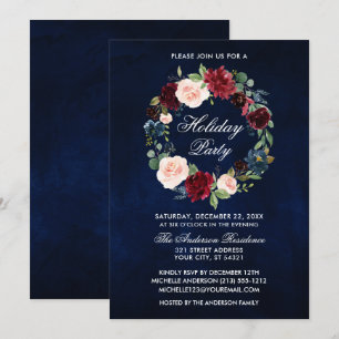 Invitation Elégante aquarelle Floral Wreath Fête