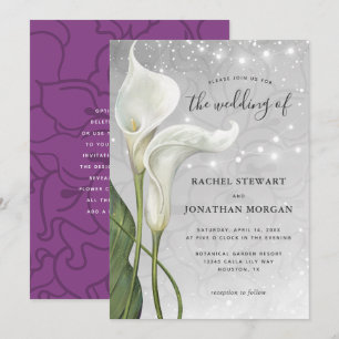 Invitation Elégante aquarelle Florale Blanc Calla Lily Mariag