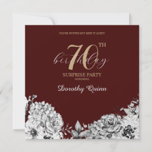Invitation Elégante aquarelle Florale Surprise fête d'anniver
