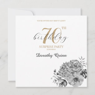 Invitation Elégante aquarelle Florale Surprise fête d'anniver