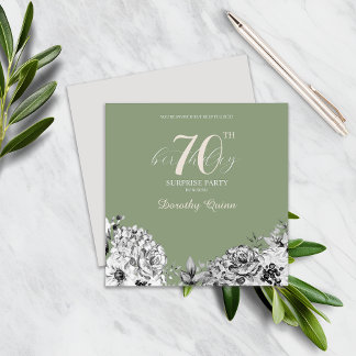 Invitation Elégante aquarelle Florale Surprise fête d'anniver