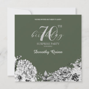 Invitation Elégante aquarelle Florale Surprise fête d'anniver